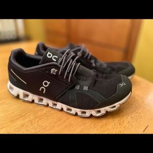 On Running Black and White Athletic Shoes